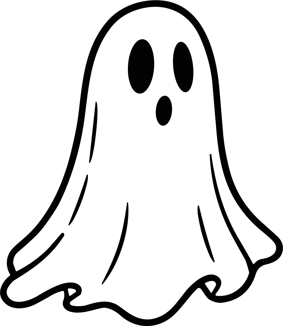 Ghost SVG Spooky Outline Vector - Image 1