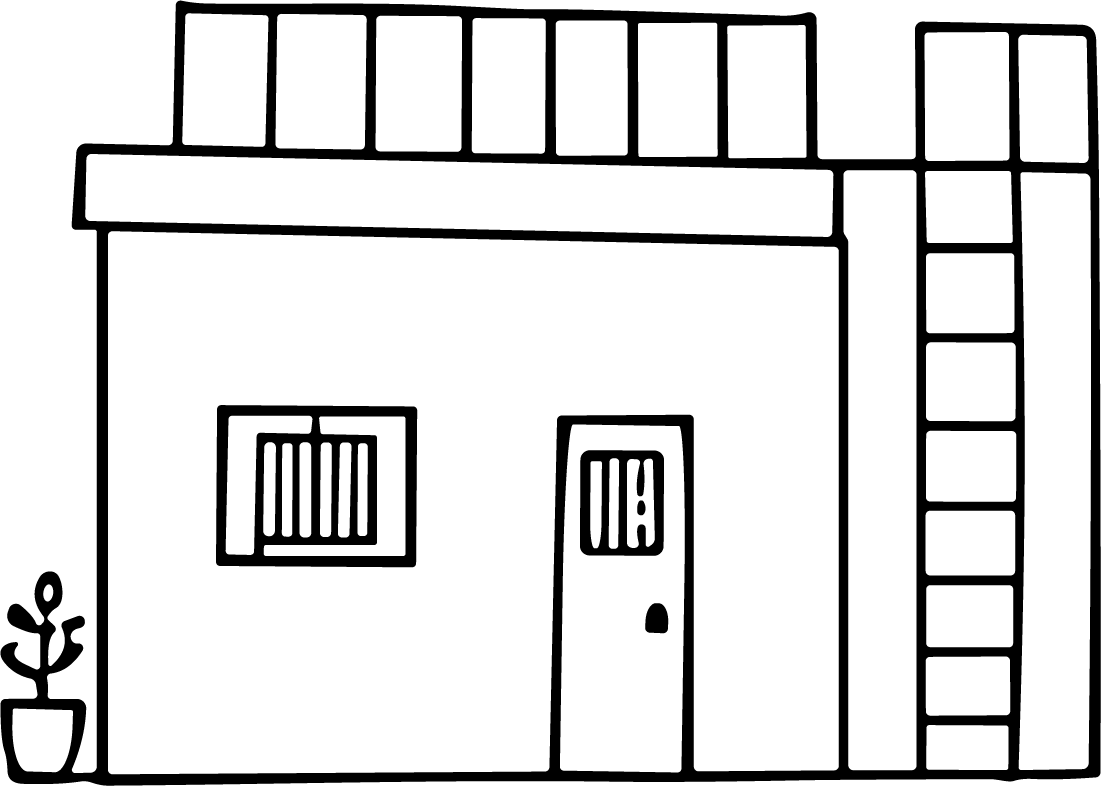 House Facade SVG Black And White Outline Vector - Image 1