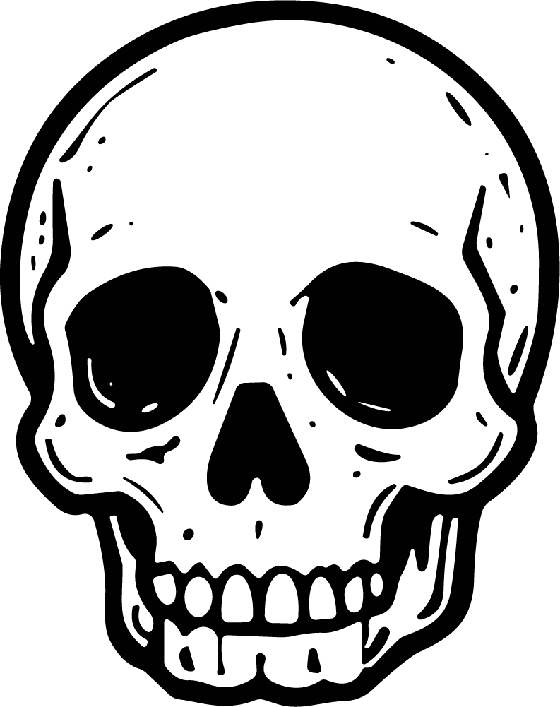 Human Skull SVG Bold Black Outline Vector