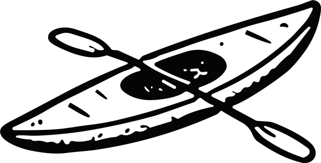 Kayak With Paddle SVG Bold Outline Vector