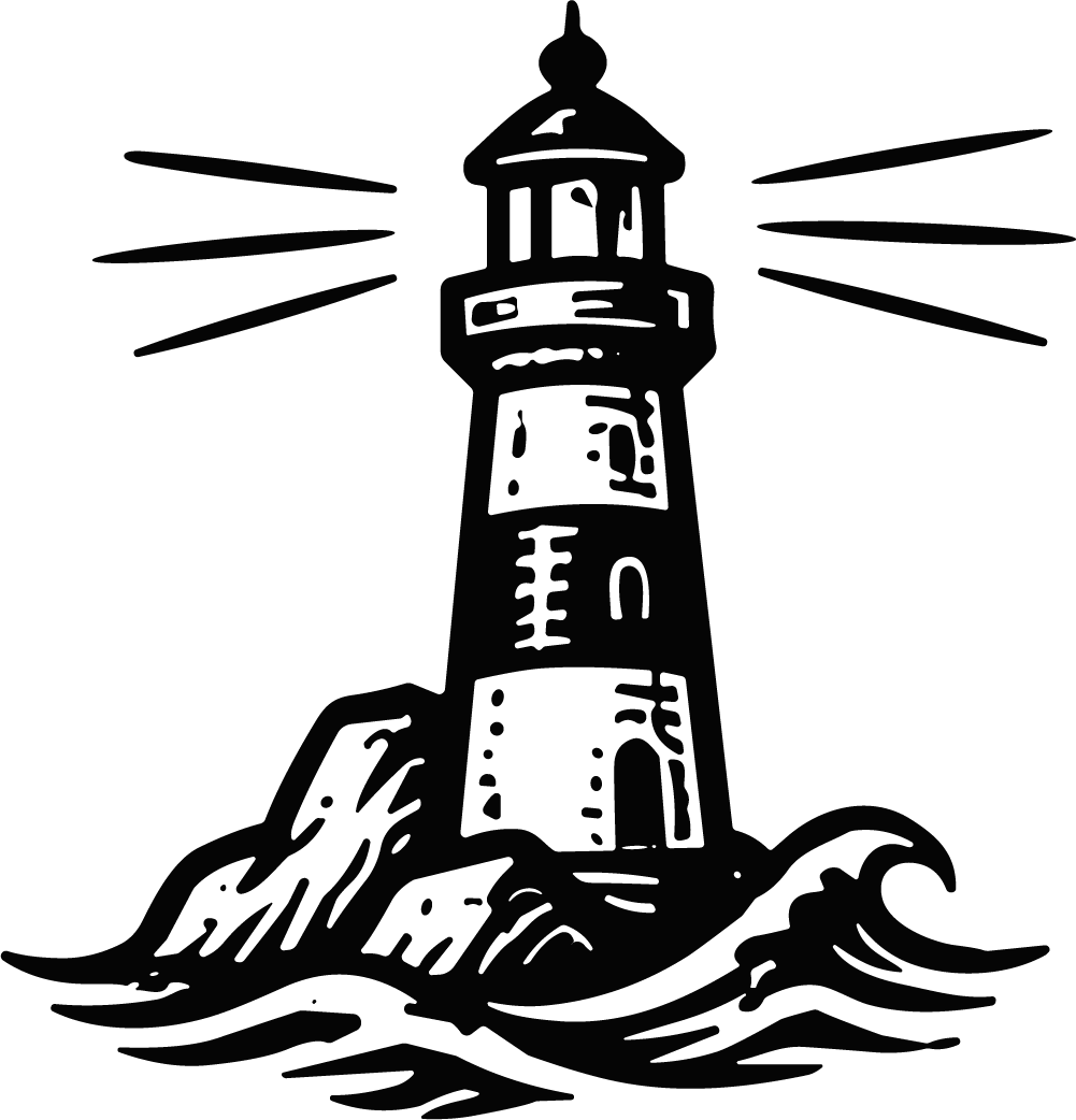 Lighthouse SVG Rocky Coastline Vector - Image 1