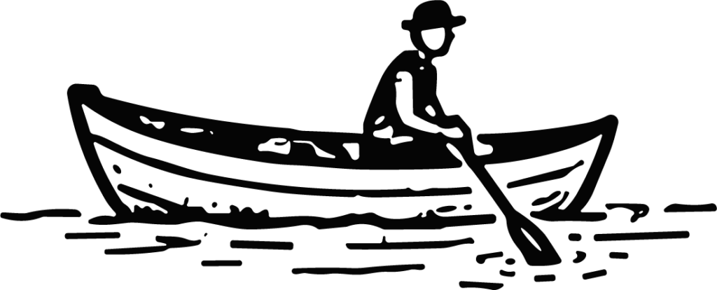 Man Rowing Boat SVG Bold Black Ink Vector