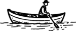 Man Rowing Boat SVG Bold Black Ink Vector