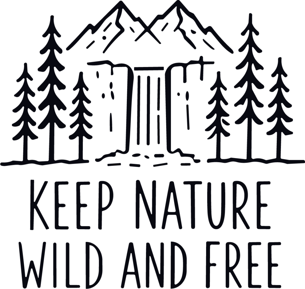 Mountain Waterfall Forest SVG Rustic Wilderness Vector