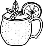 Mug With Lemon SVG Black and White Outline Vector