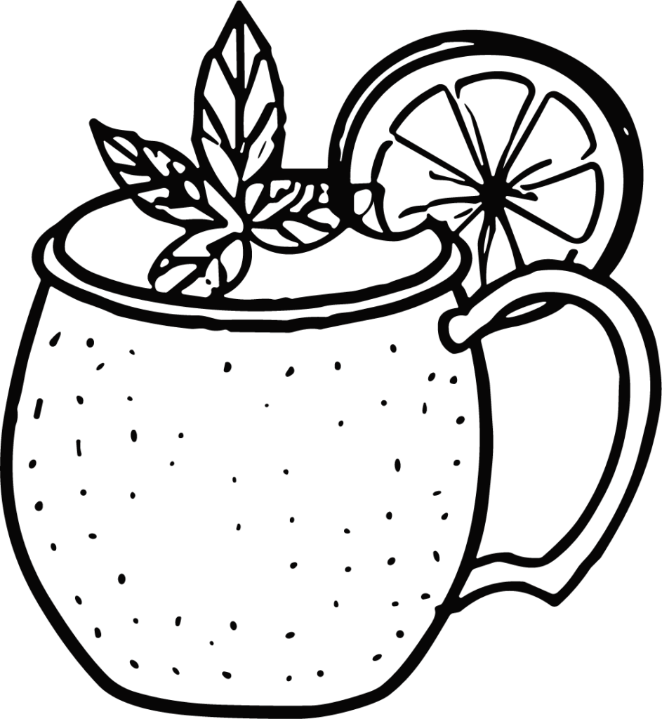 Mug With Lemon SVG Black and White Outline Vector