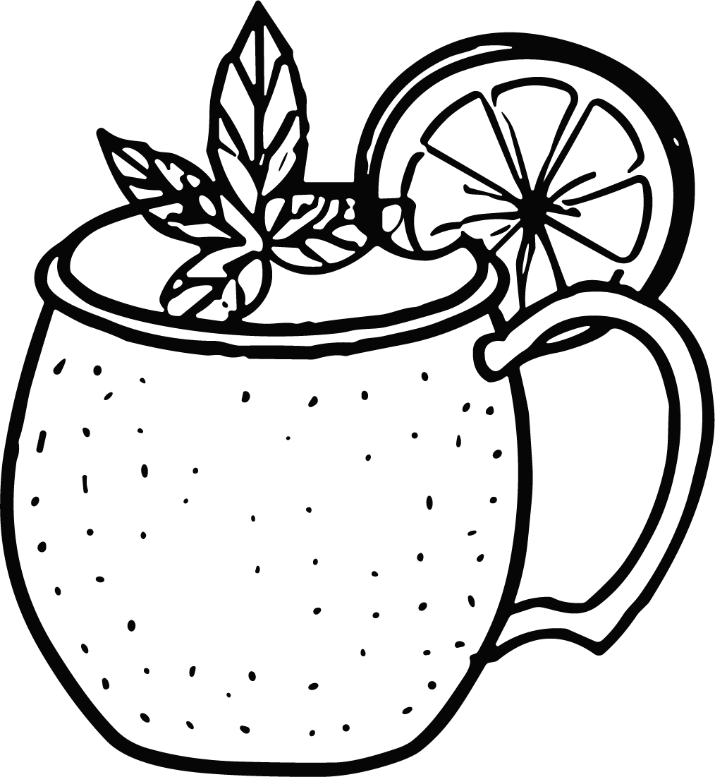 Mug With Lemon SVG Black and White Outline Vector - Image 1