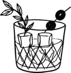Old Fashioned Cocktail SVG Bold Sketch Vector