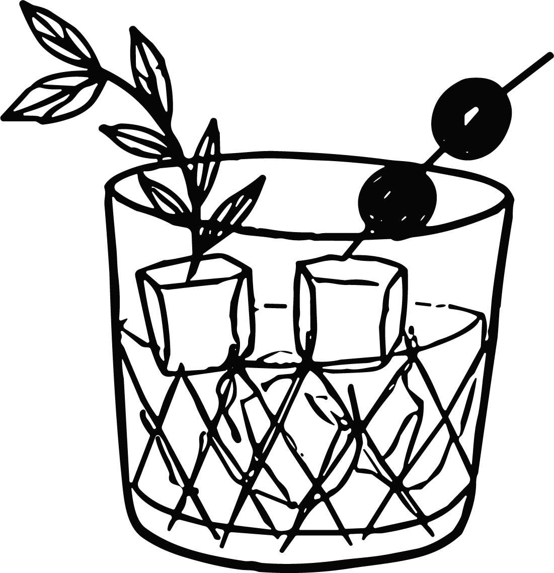 Old Fashioned Cocktail SVG Bold Sketch Vector - Image 1