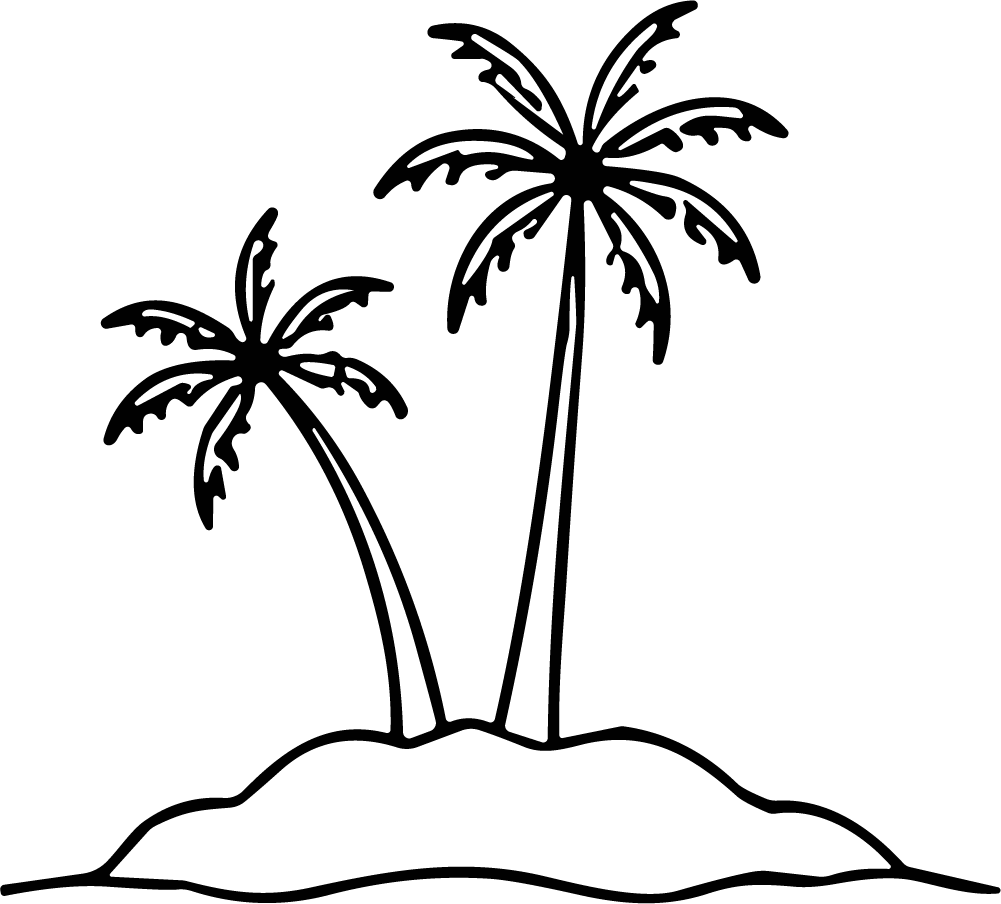 Palm Tree Island SVG Tropical Outline Vector