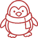 Penguin With Scarf SVG Cozy Outline Vector
