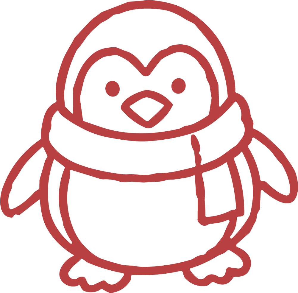 Penguin With Scarf SVG Cozy Outline Vector