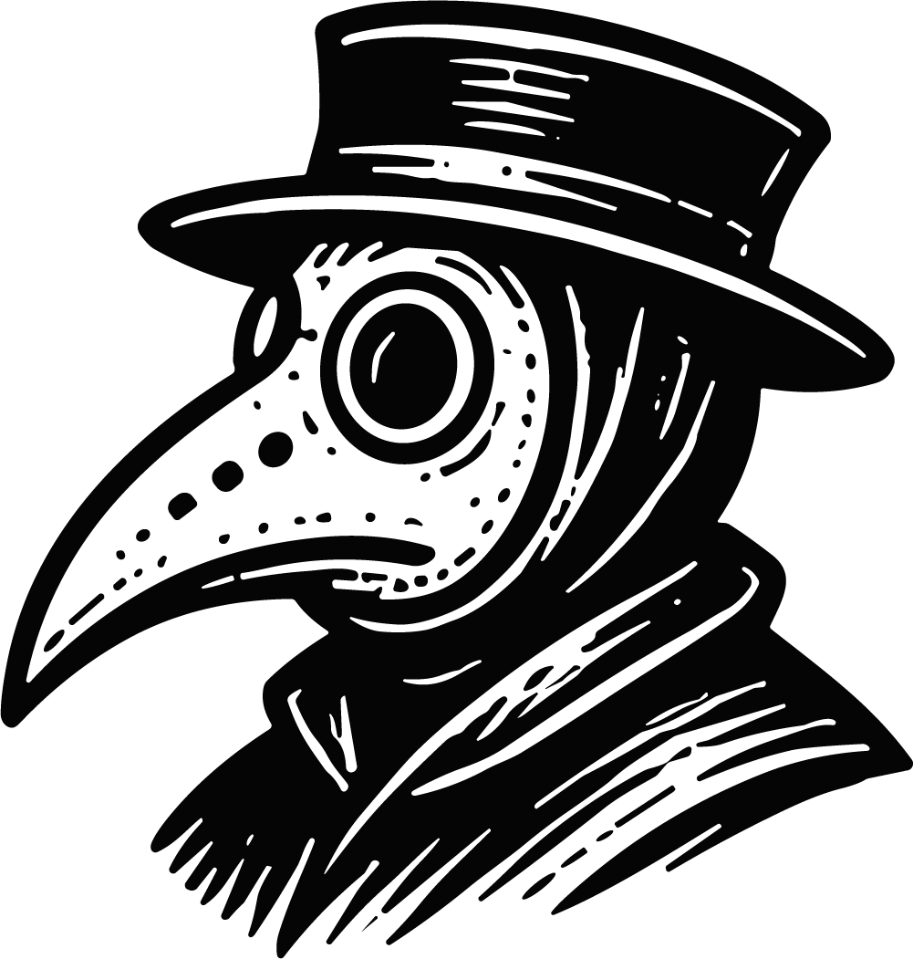 Plague Doctor Mask SVG Ominous Woodcut Vector - Image 1