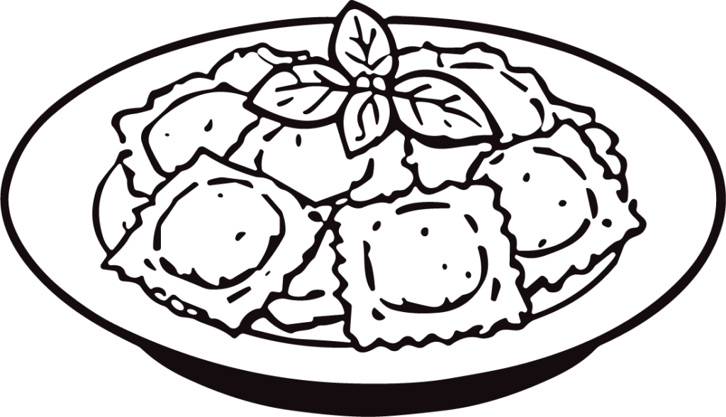 Ravioli Plate SVG Black and White Vector