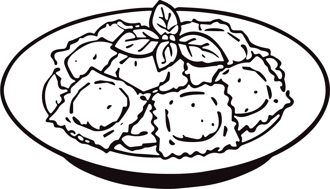 Ravioli Plate SVG Black and White Vector - Image 1