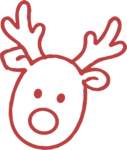 Reindeer Face SVG Red Outline Vector