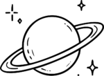 Ringed Planet SVG Celestial Line Art Vector