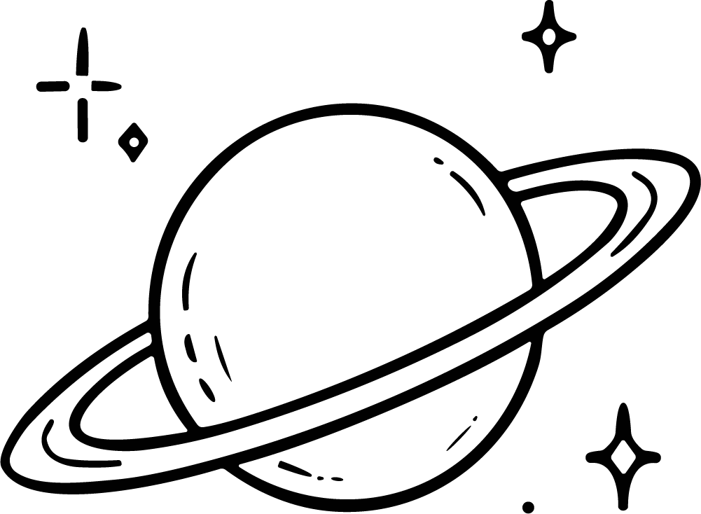 Ringed Planet SVG Celestial Line Art Vector