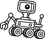 Robot Rover SVG Bold Outline Vector