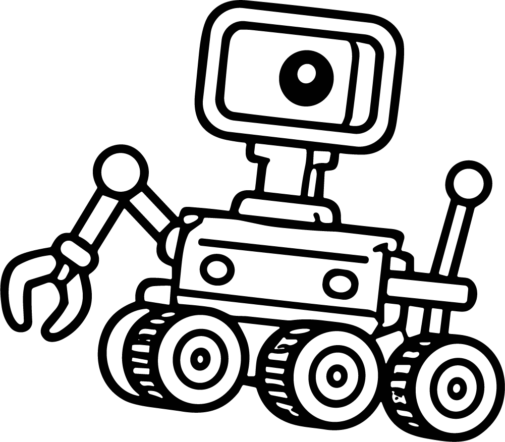 Robot Rover SVG Bold Outline Vector