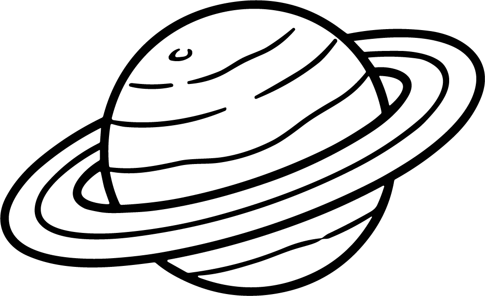 Saturn Planet SVG Bold Outline Vector