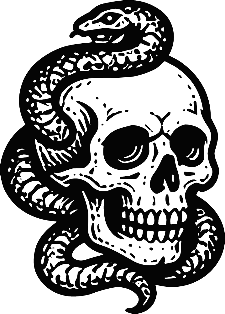 Snake And Skull SVG Bold Tattoo Vector