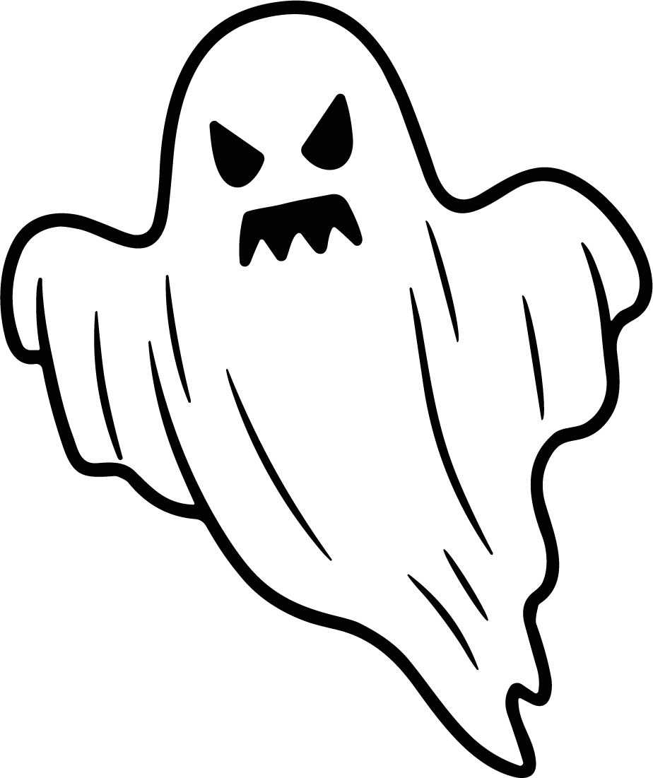 Spooky Ghost SVG Angry Outline Vector - Image 1