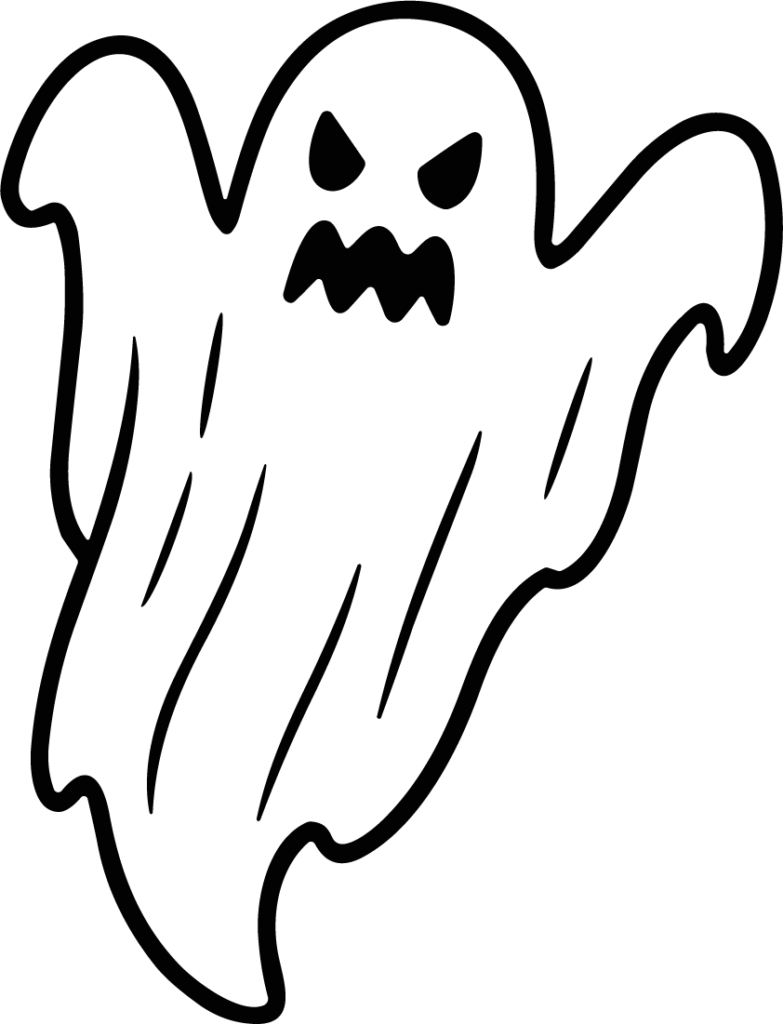 Spooky Ghost SVG Bold Outline Vector