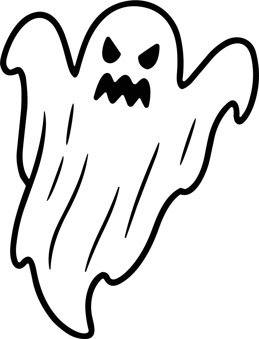 Spooky Ghost SVG Bold Outline Vector - Image 1