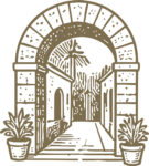 Stone Archway Entrance SVG Rustic Courtyard Vector