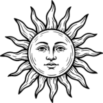 Sun Face SVG Mystical Line Art Vector