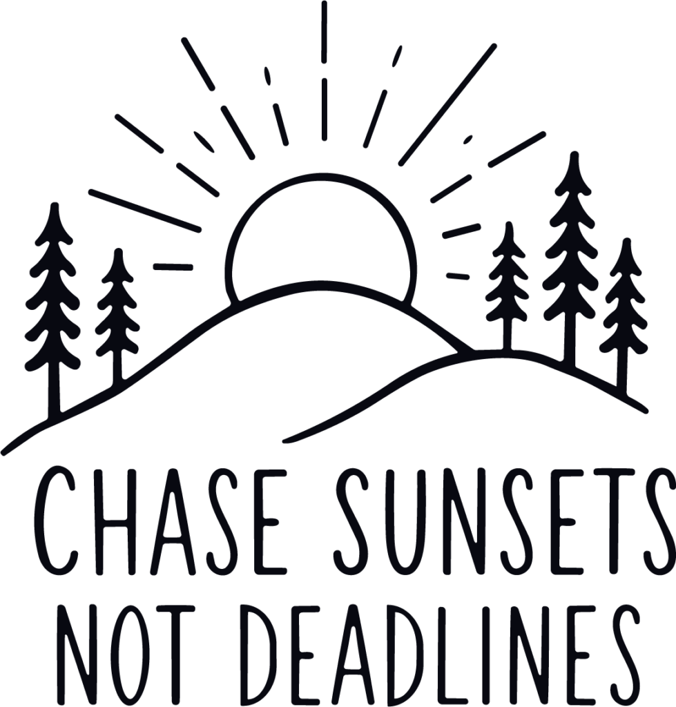 Sunset Mountains SVG Motivational Line Art Vector