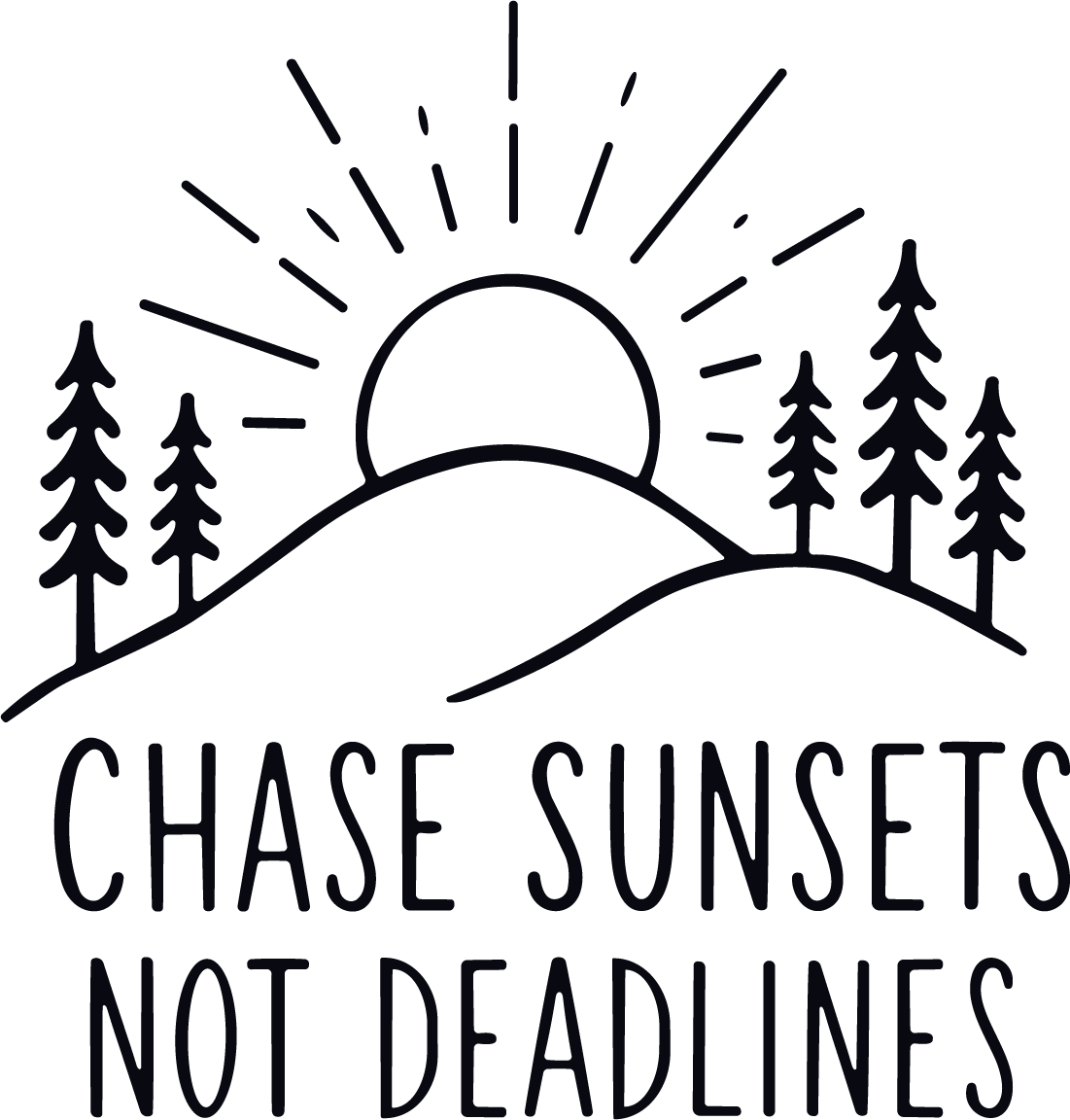 Sunset Mountains SVG Motivational Line Art Vector - Image 1