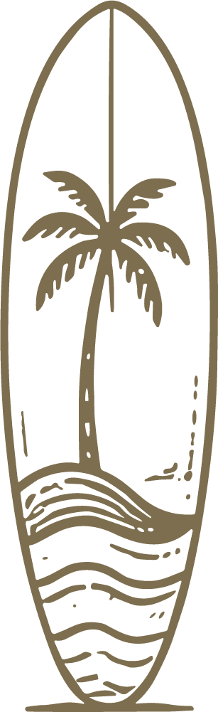 Surfboard Palm Tree SVG Tropical Line Sketch Vector