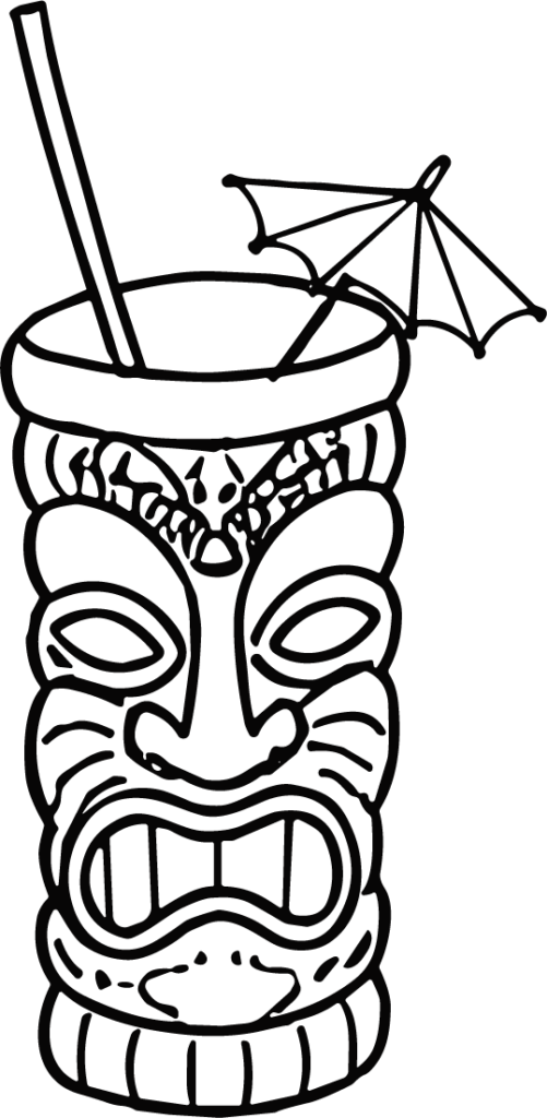 Tiki Cocktail Mug SVG Tropical Line Art Vector