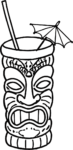 Tiki Cocktail Mug SVG Tropical Line Art Vector