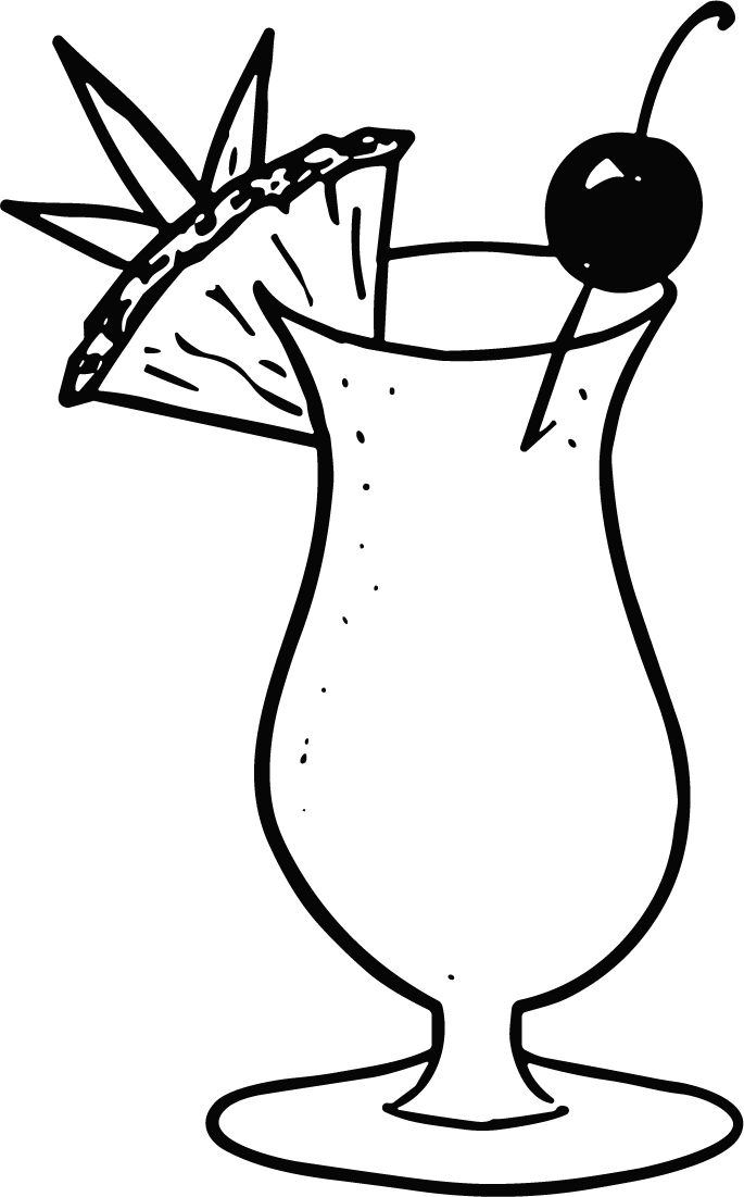 Tropical Cocktail SVG Bold Outline Vector - Image 1