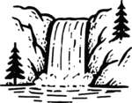 Waterfall Landscape SVG Bold Woodcut Vector