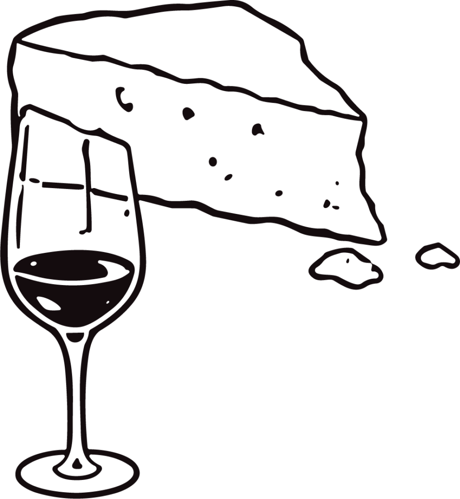 Wine and Cheese SVG Bold Outline Vector