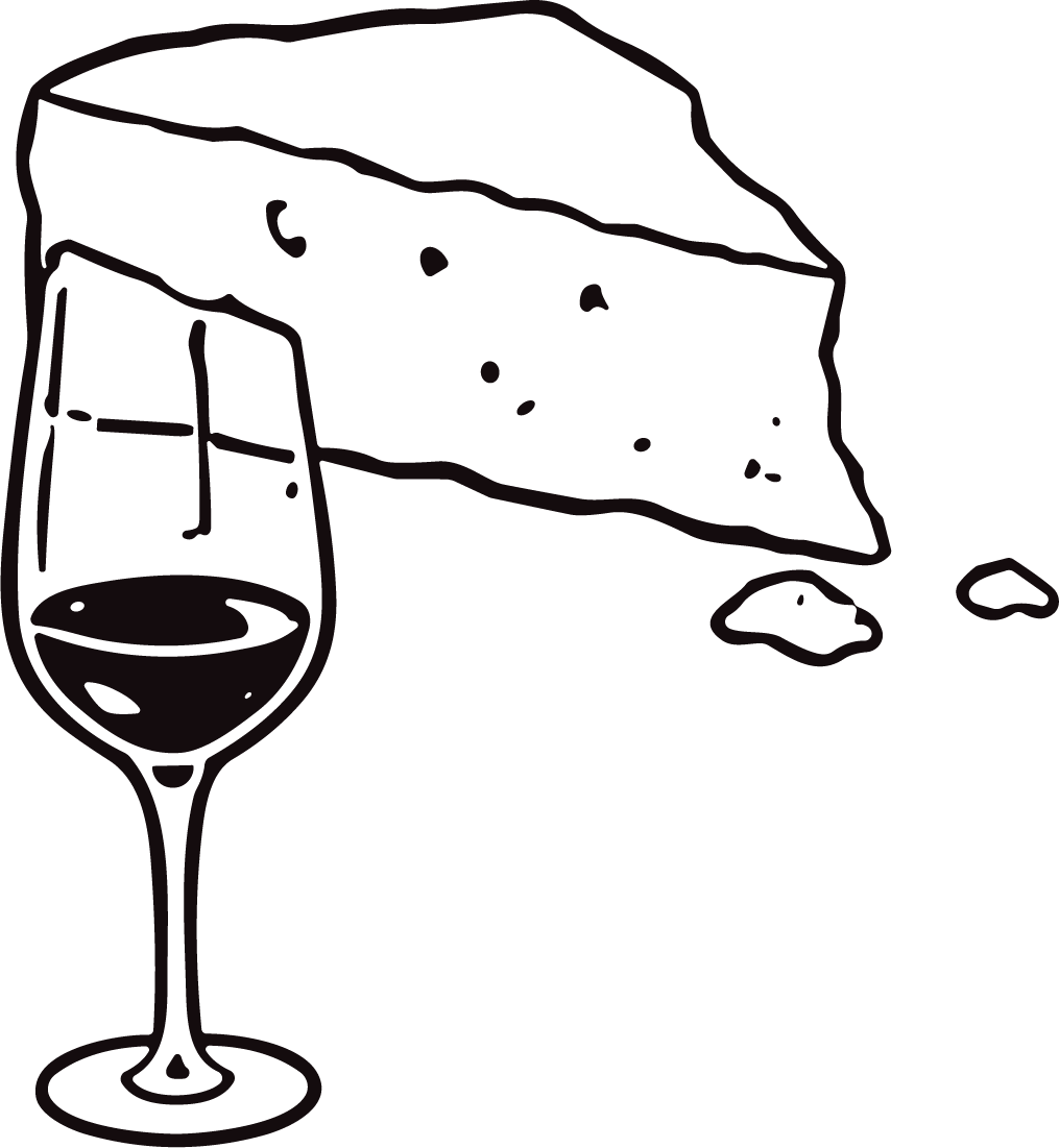 Wine and Cheese SVG Bold Outline Vector - Image 1