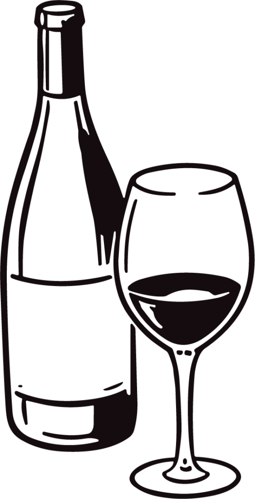 Wine Bottle And Glass SVG Bold Sketch Vector