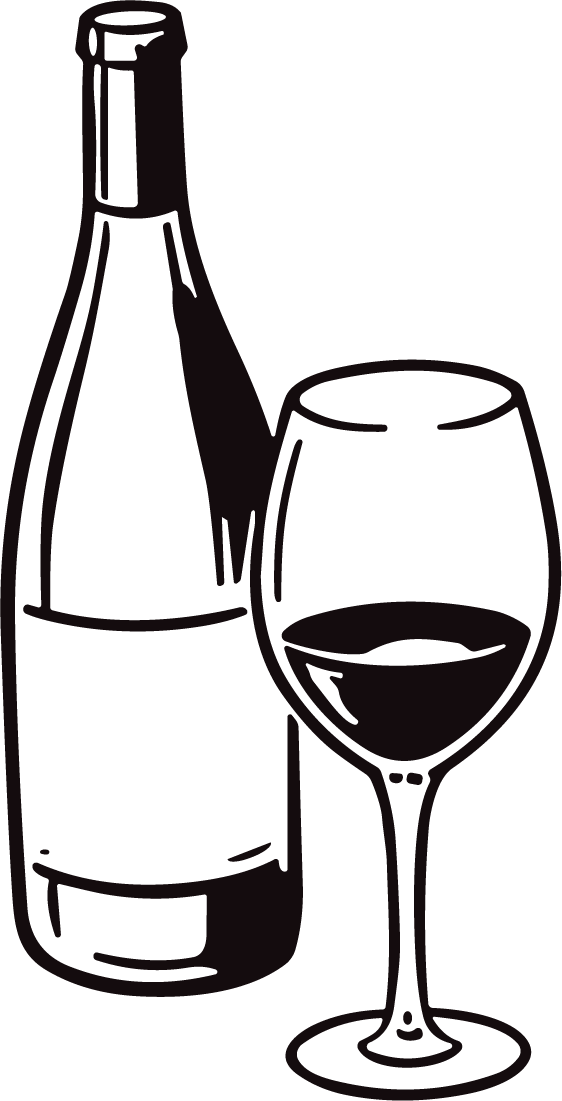 Wine Bottle And Glass SVG Bold Sketch Vector - Image 1