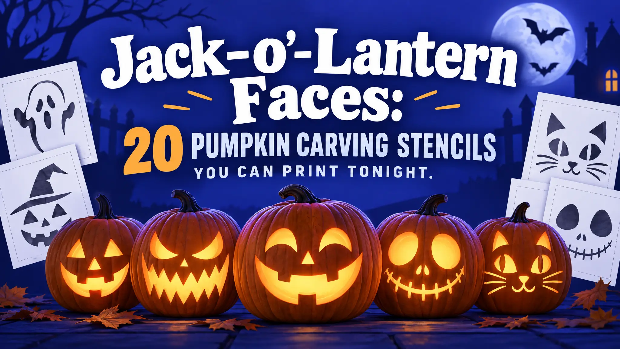 Jack-o-Lantern Faces: Free Pumpkin Carving Stencils You Can Print Tonight