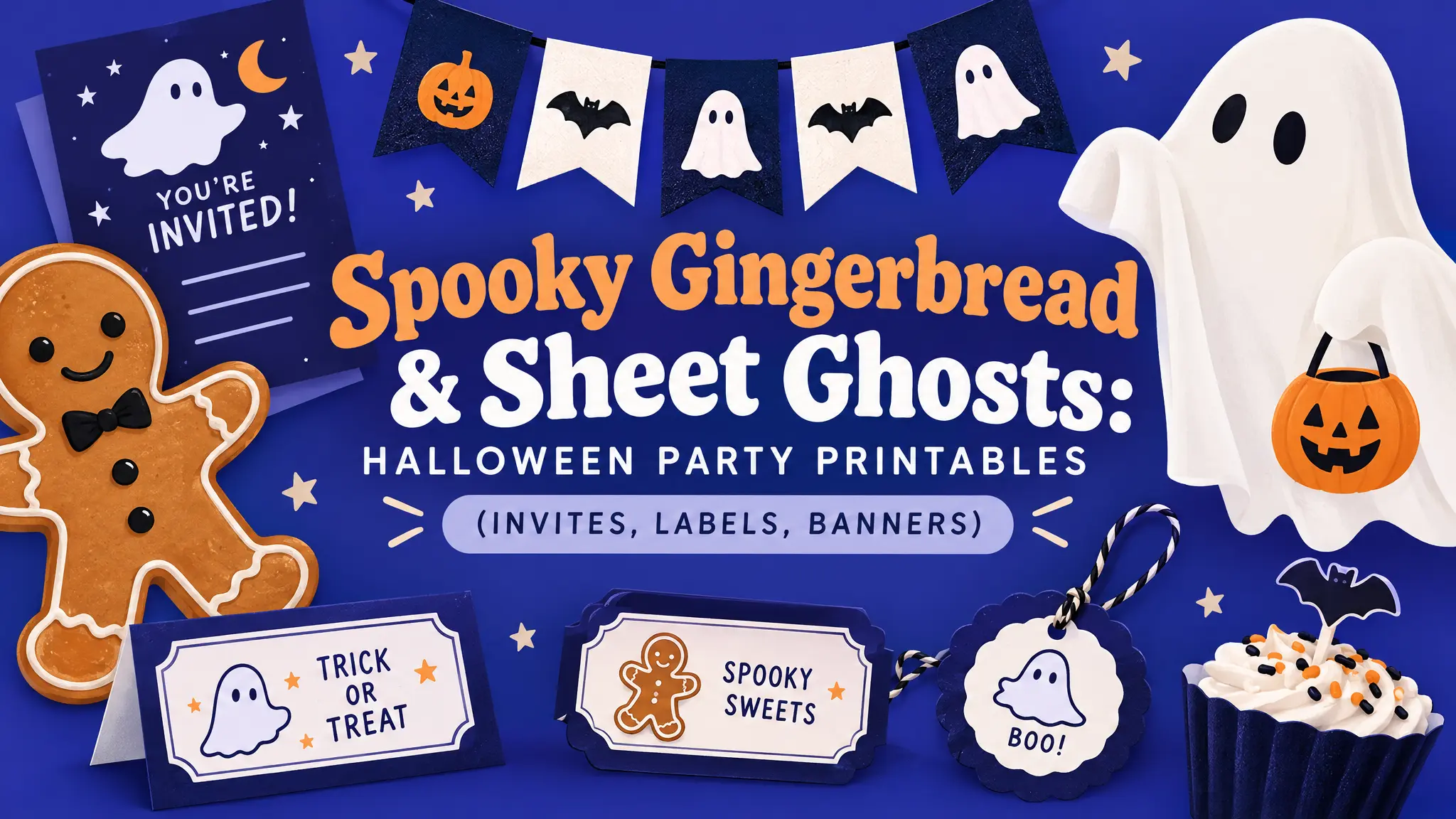 Spooky Gingerbread & Sheet Ghosts: DIY Halloween Party Printables